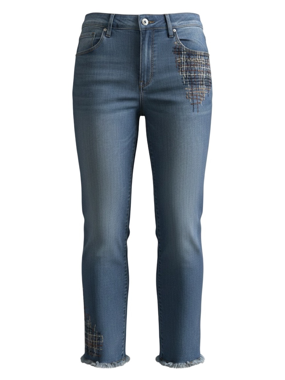 Charlies Medium Blue Cropped Embellished Jeans